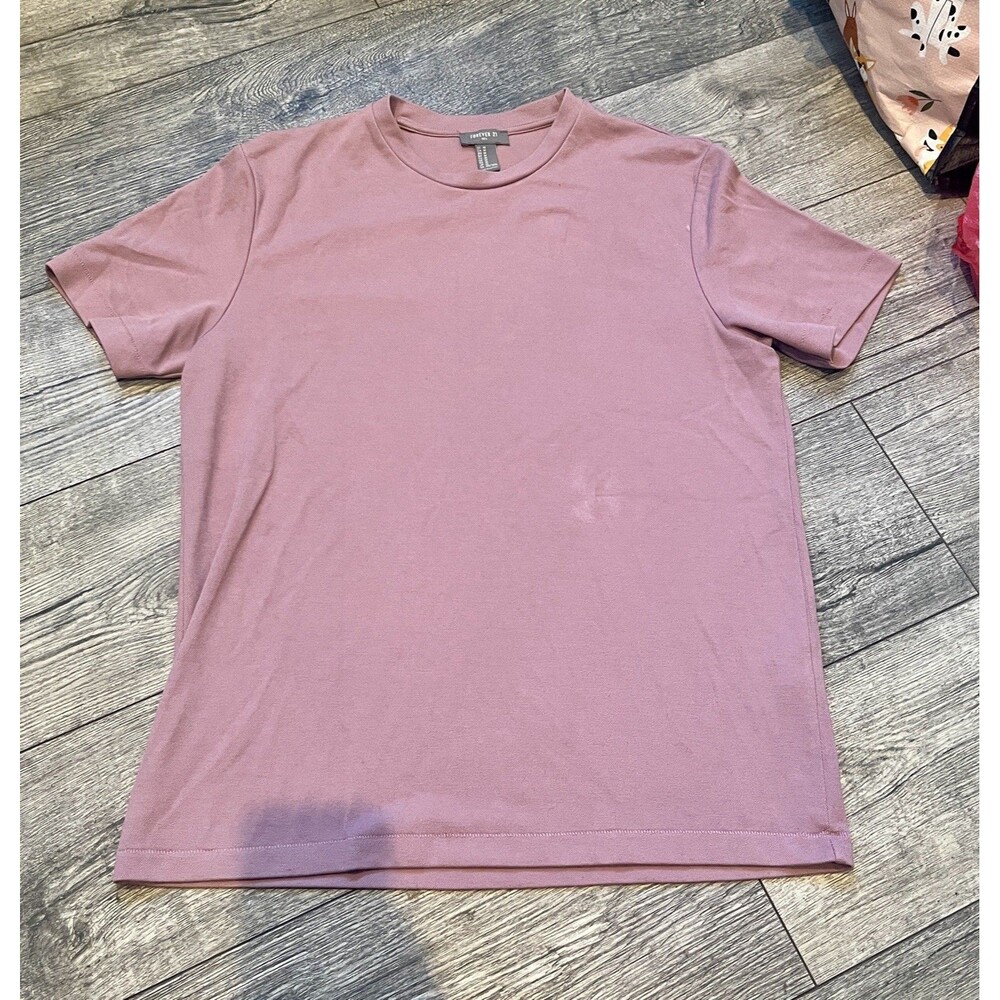 Forever 21 Mens Medium‎ Plain Solid Pink T Shirt Short Sleeves Crew Neck